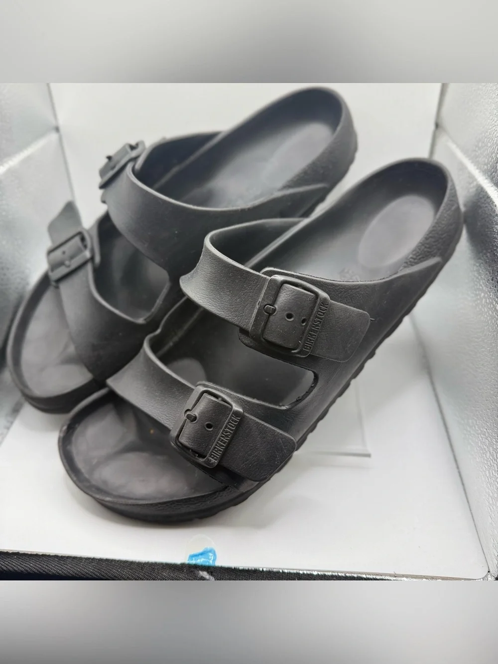 Birkenstock Black Two-Strap EVA Slide Sandals